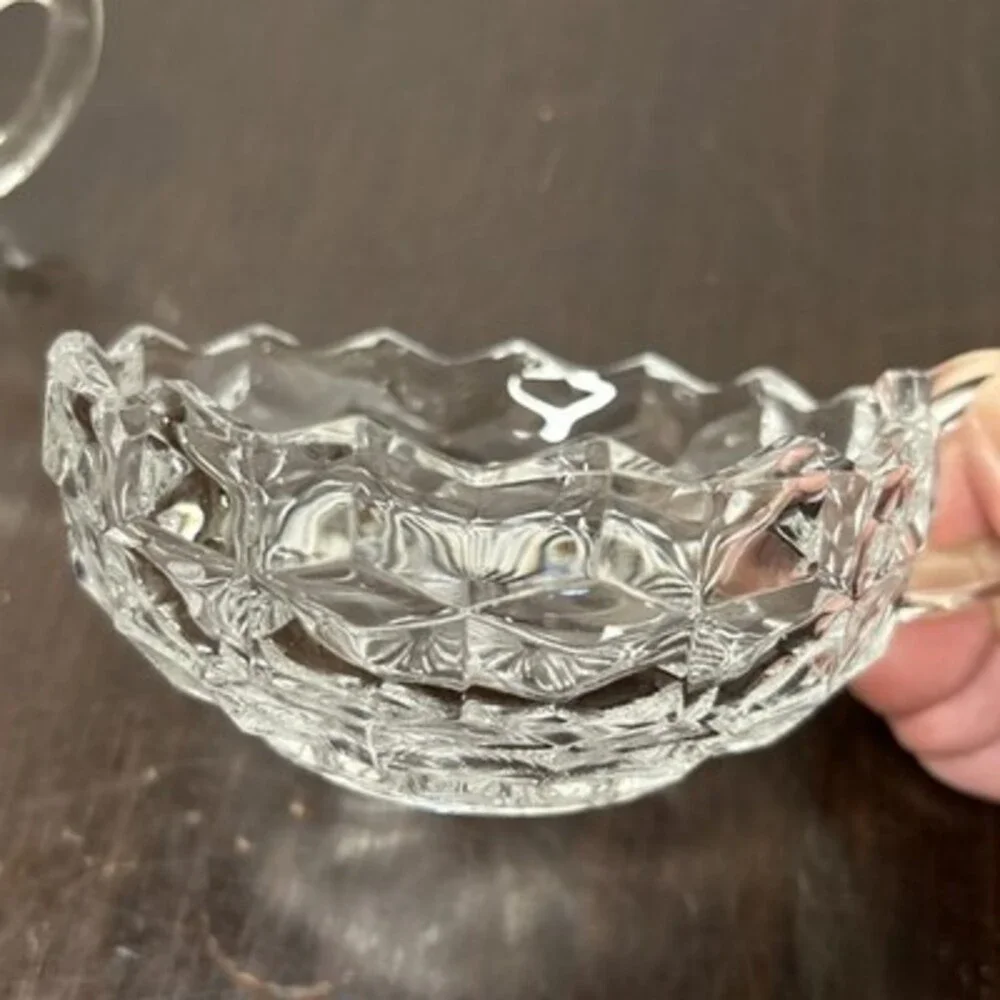 Fostoria LOT American Creamer & Nappy Candy Dish Clear Glass 2pc set